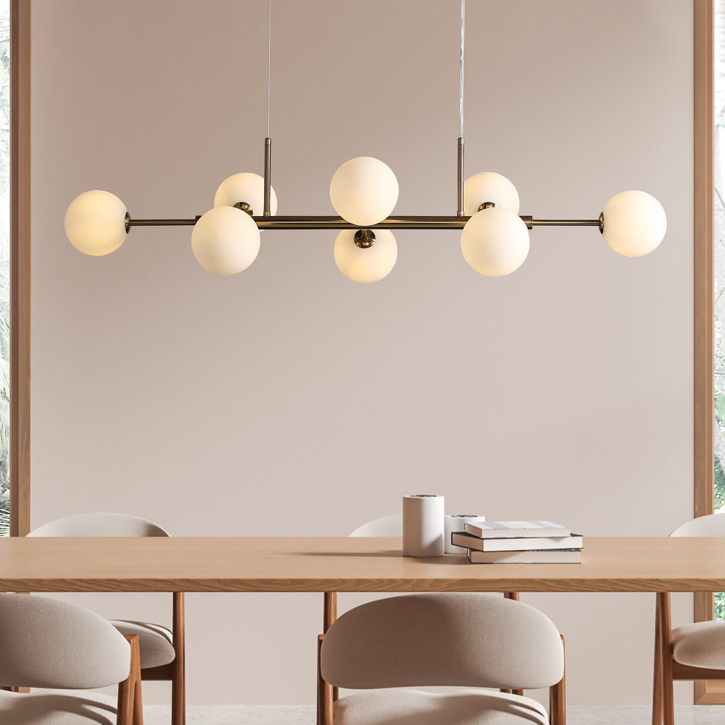 Seti Långbordstaklampa Borstad Mässing/Opal