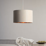 Drum Taklampa Ø40 Linne/mässing-Lampconcept.se