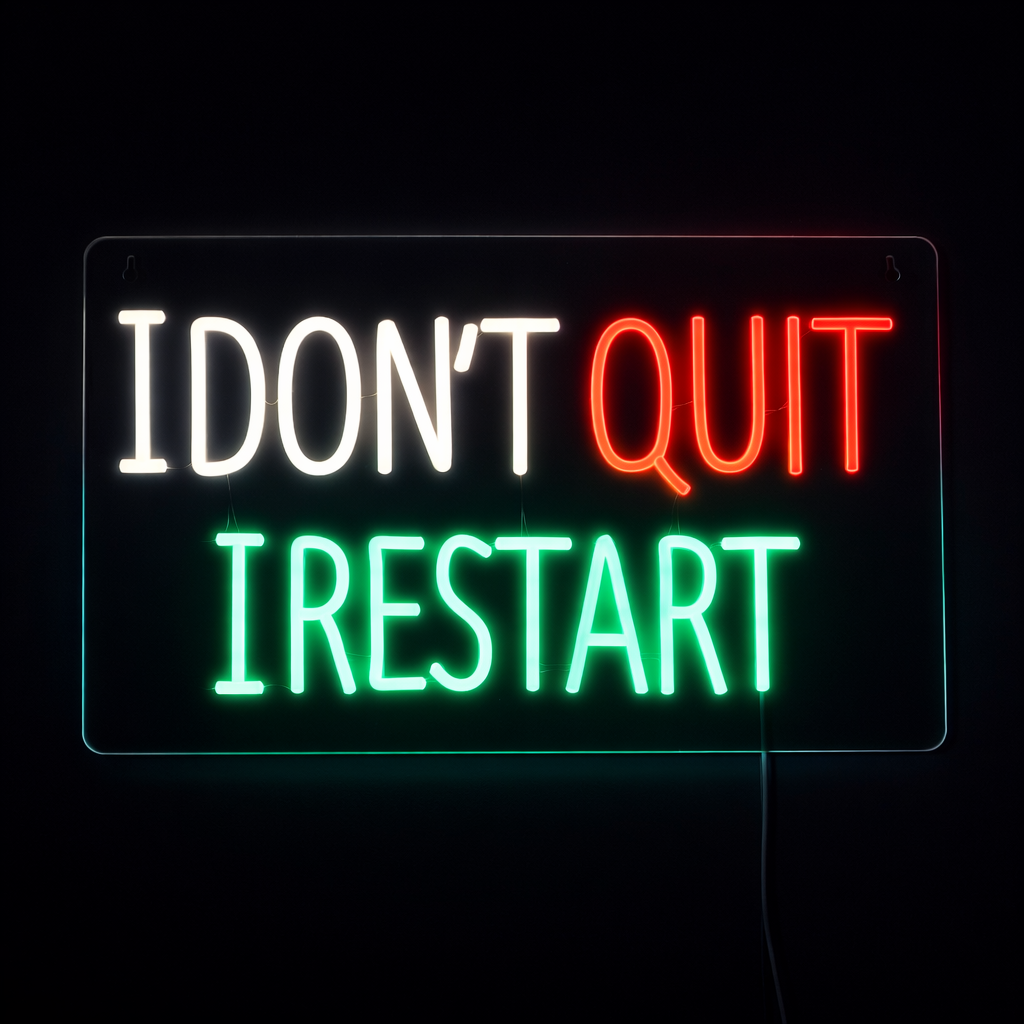 I Dont Quit I Restart Neon Vägglampa