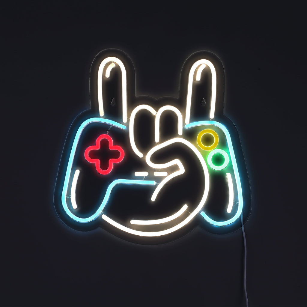 Joystick Hand Sign Neon Vägglampa-Lampconcept.se