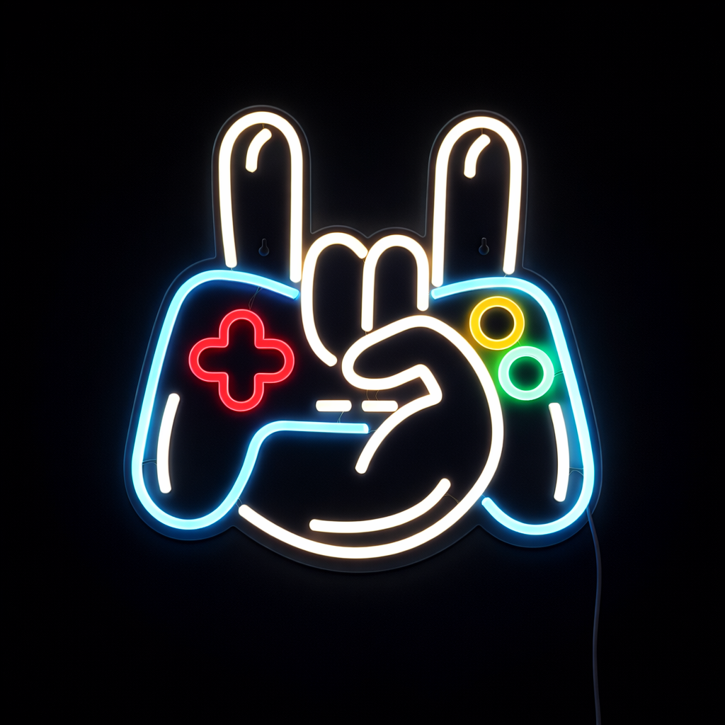 Joystick Hand Sign Neon Vägglampa