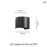 LED Vägglampa Utomhus Round 6W IP65 Svart
