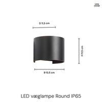 LED Vägglampa Utomhus Round 6W IP65 Svart