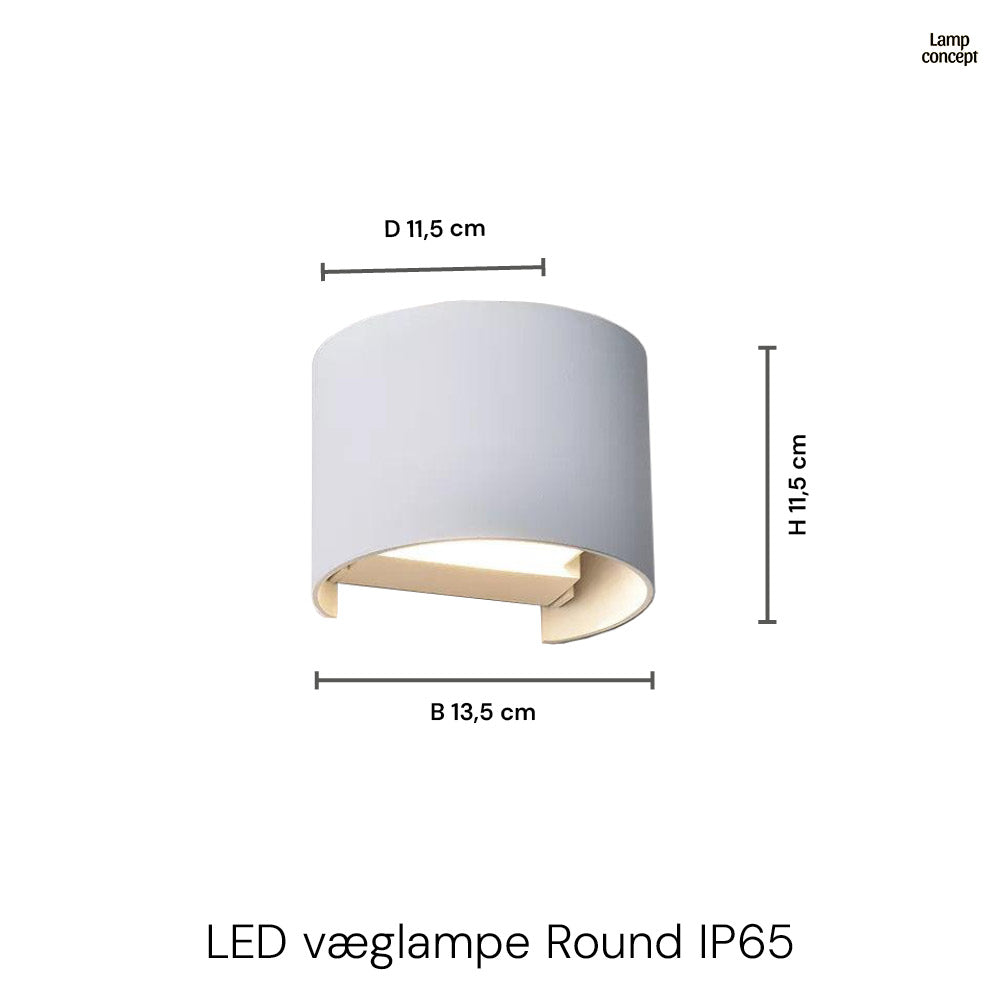 LED Round Vägglampa Utomhus IP65 6W Vit