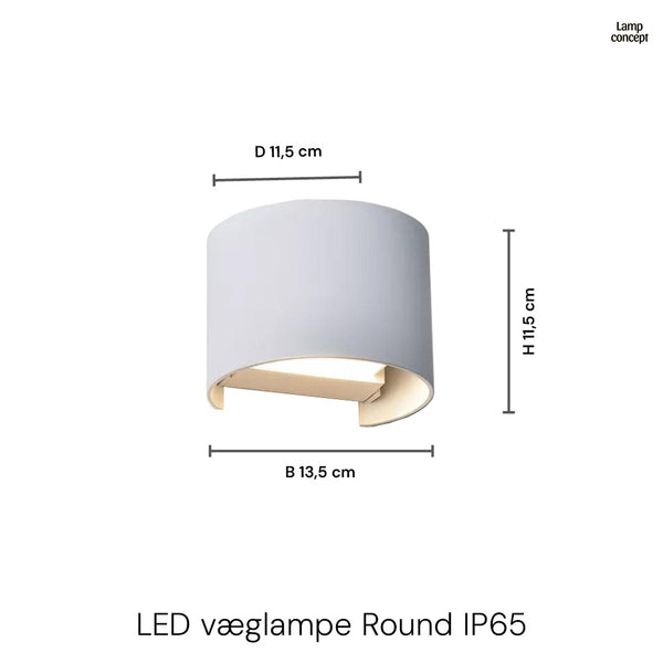 LED Round Vägglampa Utomhus IP65 6W Vit