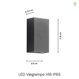 LED Vägglampa H16 IP54 6W Svart-Lampconcept.se