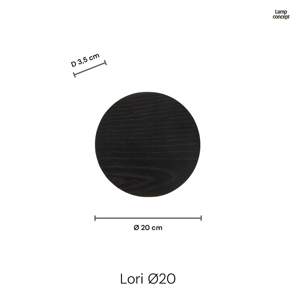 Lori Vägglampa Ø20 Svart Trä