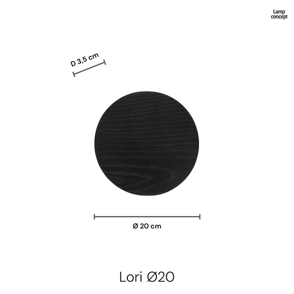 Lori Vägglampa Ø20 Svart Trä
