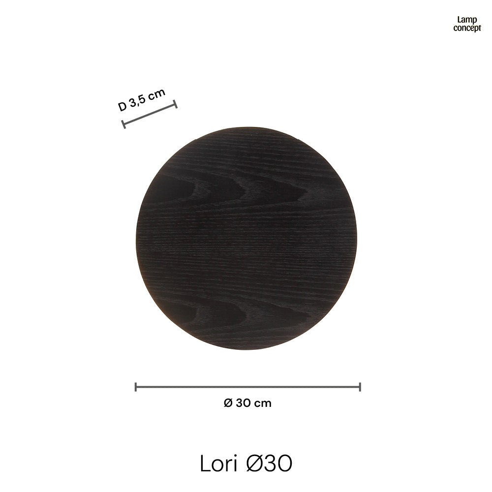 Lori Vägglampa Ø30 Svart Trä