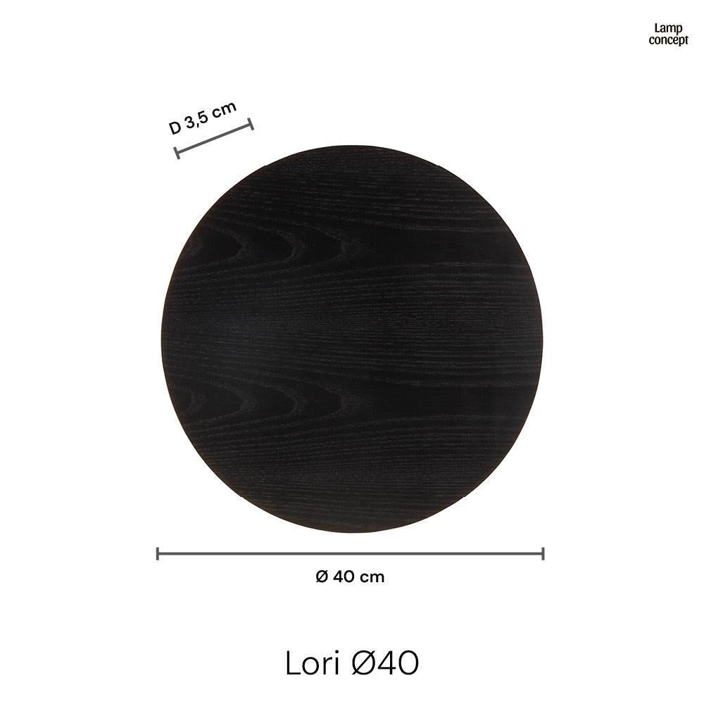 Lori Vägglampa Ø40 Svart Trä-Lampconcept.se
