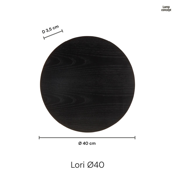 Lori Vägglampa Ø40 Svart Trä
