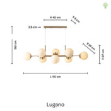 Lugano Långbordstaklampa Mässing/Opal-Lampconcept.se