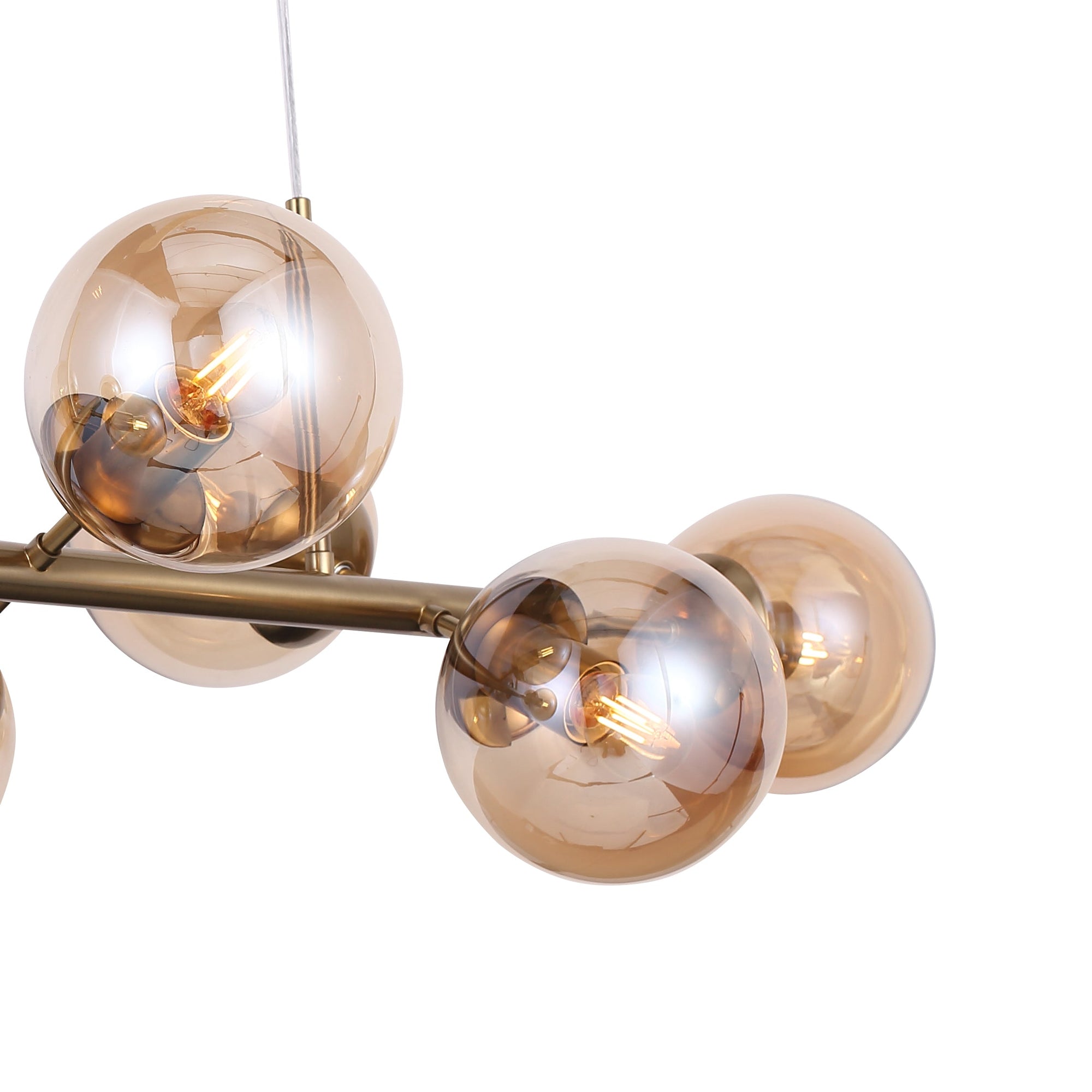 Lugano Långbordstaklampa Mässing/Amber-Lampconcept.se