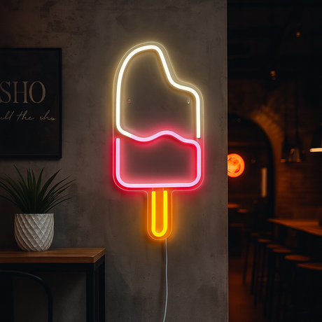 Ice Cream Neon Vägglampa Rosa/Vit