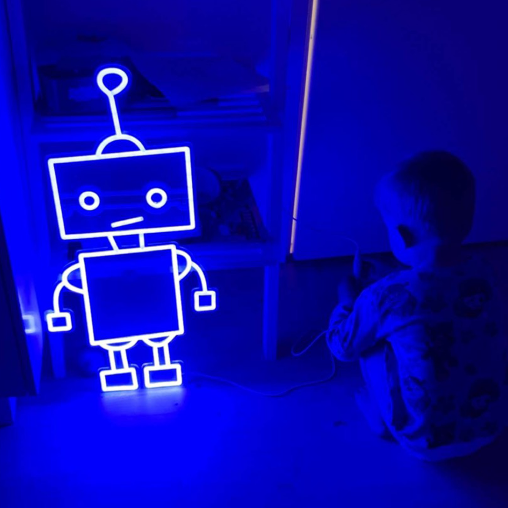 Robot Neonskylt Blå