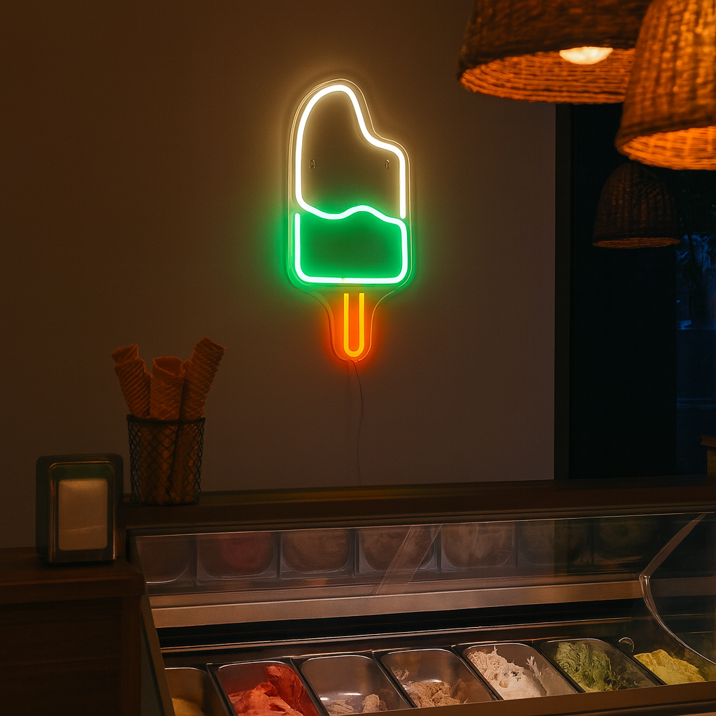 Ice Cream Neonskylt Grön/Vit