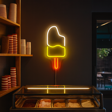 Ice Cream Neon Vägglampa Gul/Vit