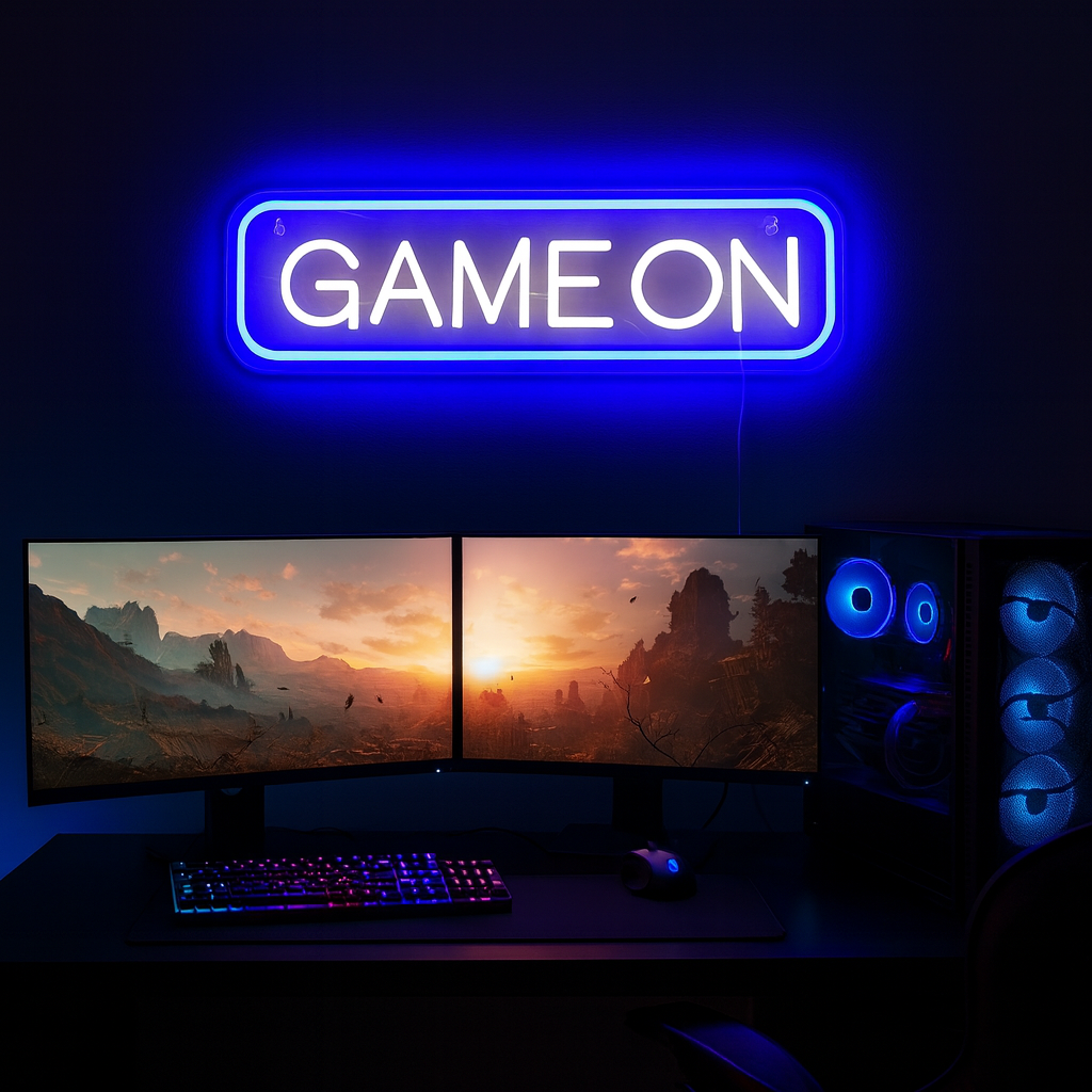 Game On Neon Vägglampa