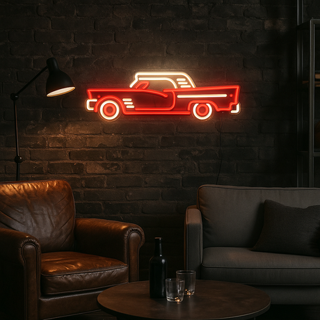 Vintage Car Neon Vägglampa
