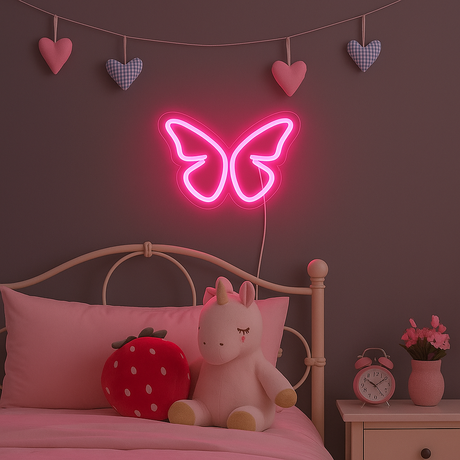 Butterfly Neon Vägglampa Rosa