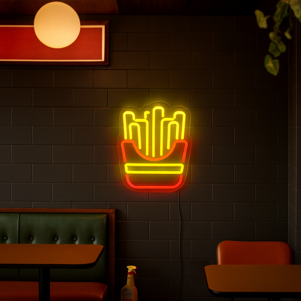 French Fries Neon Vägglampa-Lampconcept.se