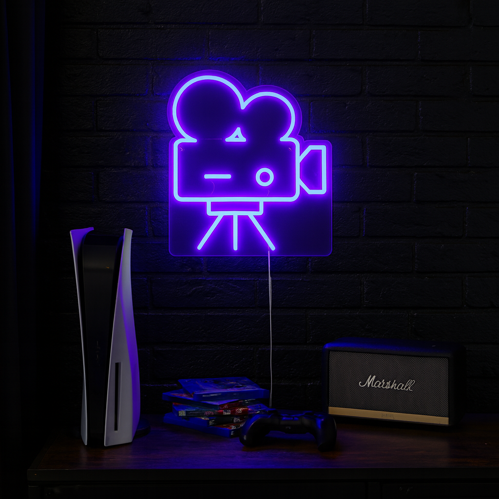 Camera Old School Neon Vägglampa