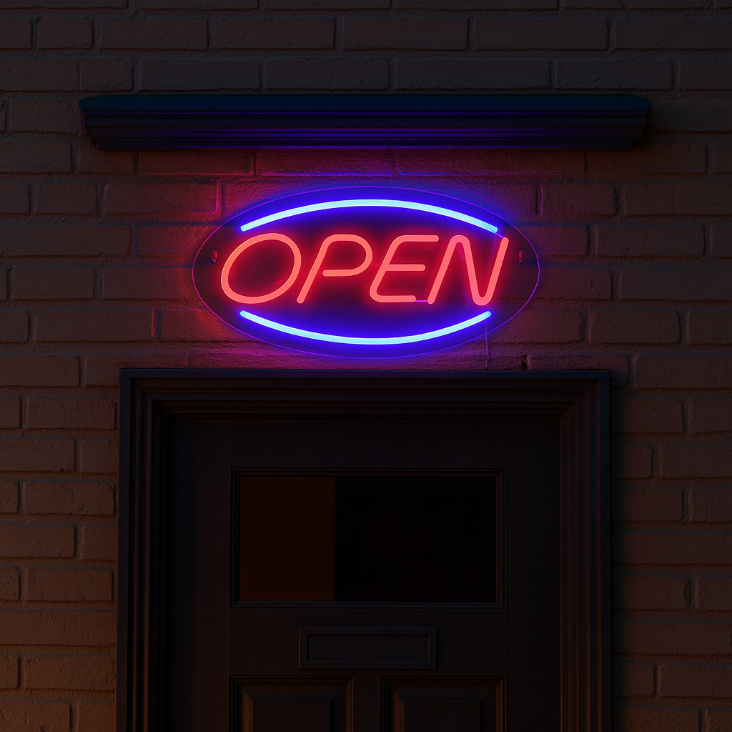 Open Neon Vägglampa Blå/Röd