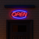 Open Neonskylt Blå/Röd
