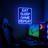 Eat Sleep Game Repeat Neon Vägglampa-Lampconcept.se