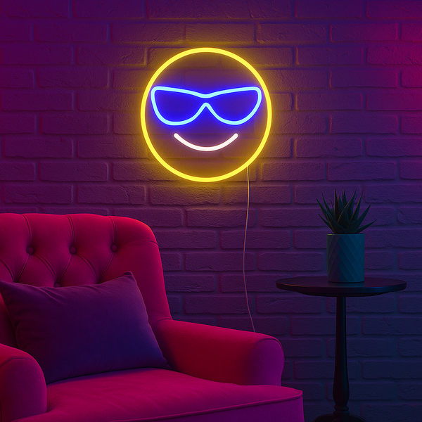 Emoji Cool Neon Vägglampa