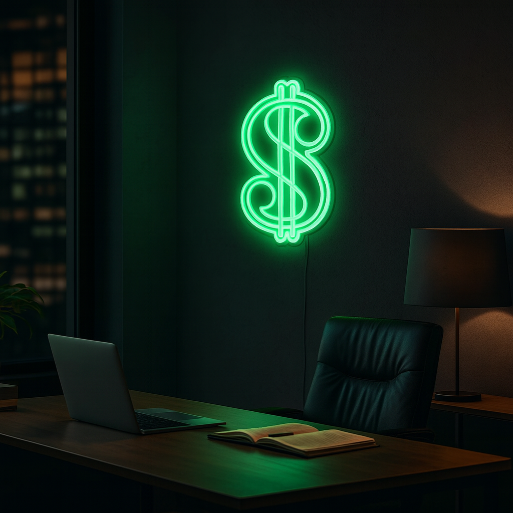 Dollar Sign Neon Vägglampa