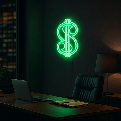 Dollar Sign Neon Vägglampa