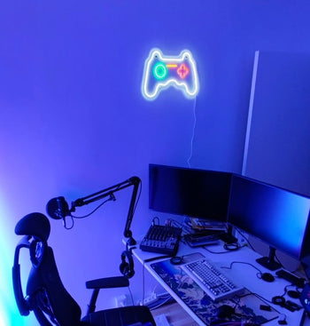 Joystick Neonskylt Vit