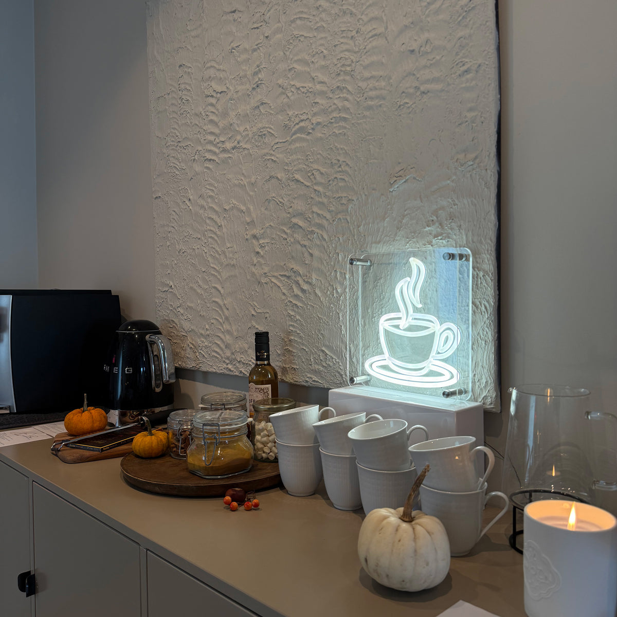 Coffee LED Neon Box Bordslampa