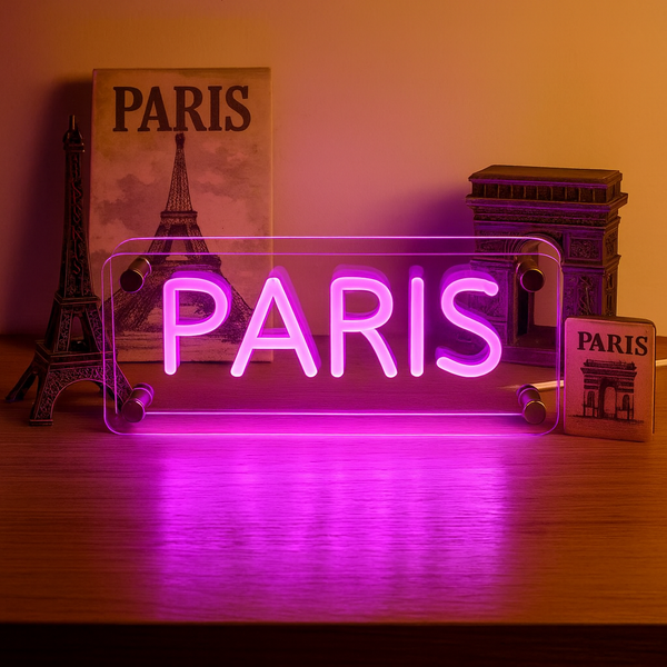 Paris LED Neon Box Bordslampa