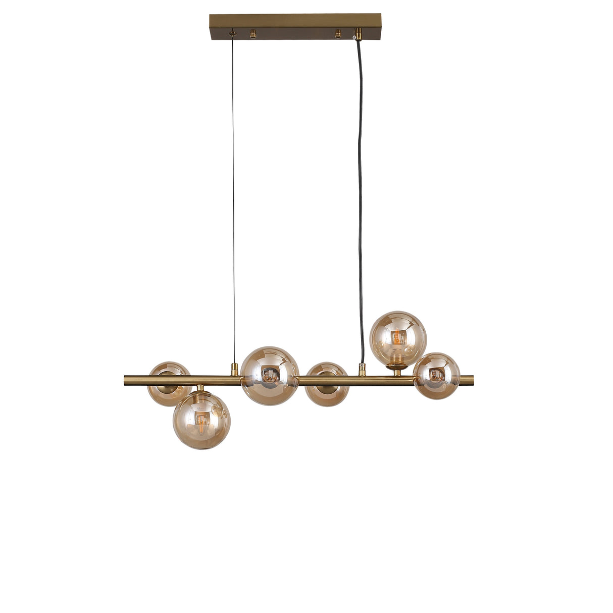 Valencia Långbordstaklampa 63cm Mässing/Amber-Lampconcept.se