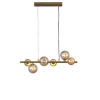 Valencia Långbordstaklampa 63cm Mässing/Amber-Lampconcept.se