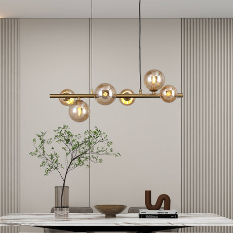 Valencia Långbordstaklampa 63cm Mässing/Amber-Lampconcept.se