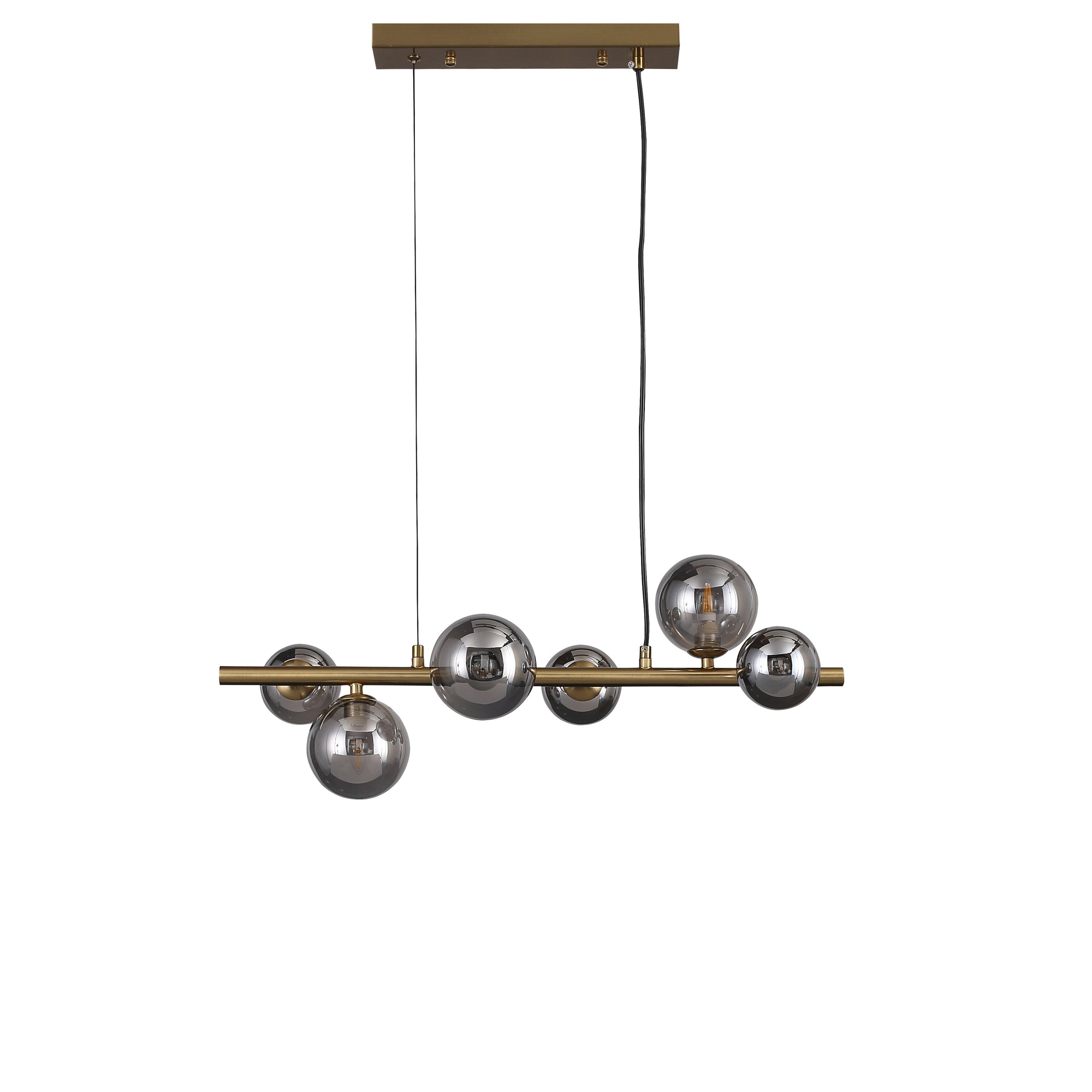 Valencia Långbordstaklampa 63cm Mässing/Smoke-Lampconcept.se