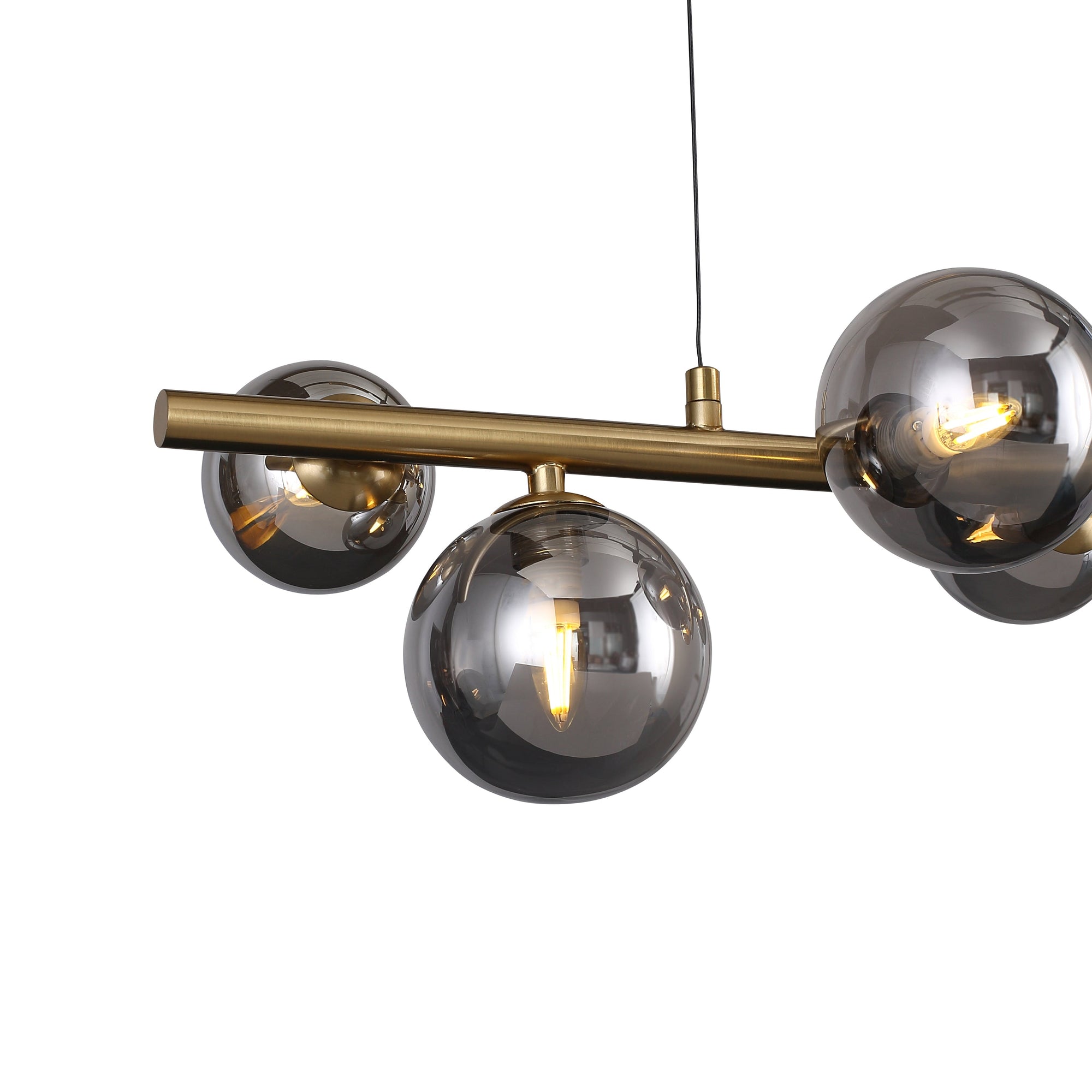 Valencia Långbordstaklampa 63cm Mässing/Smoke-Lampconcept.se