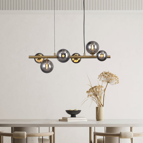 Valencia Långbordstaklampa 63cm Mässing/Smoke