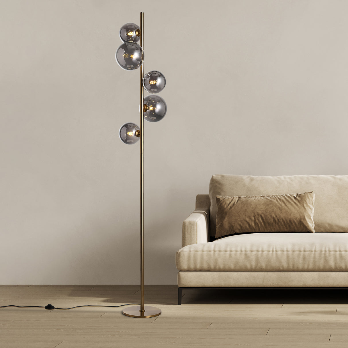 Valencia Golvlampa Mässing/Smoke