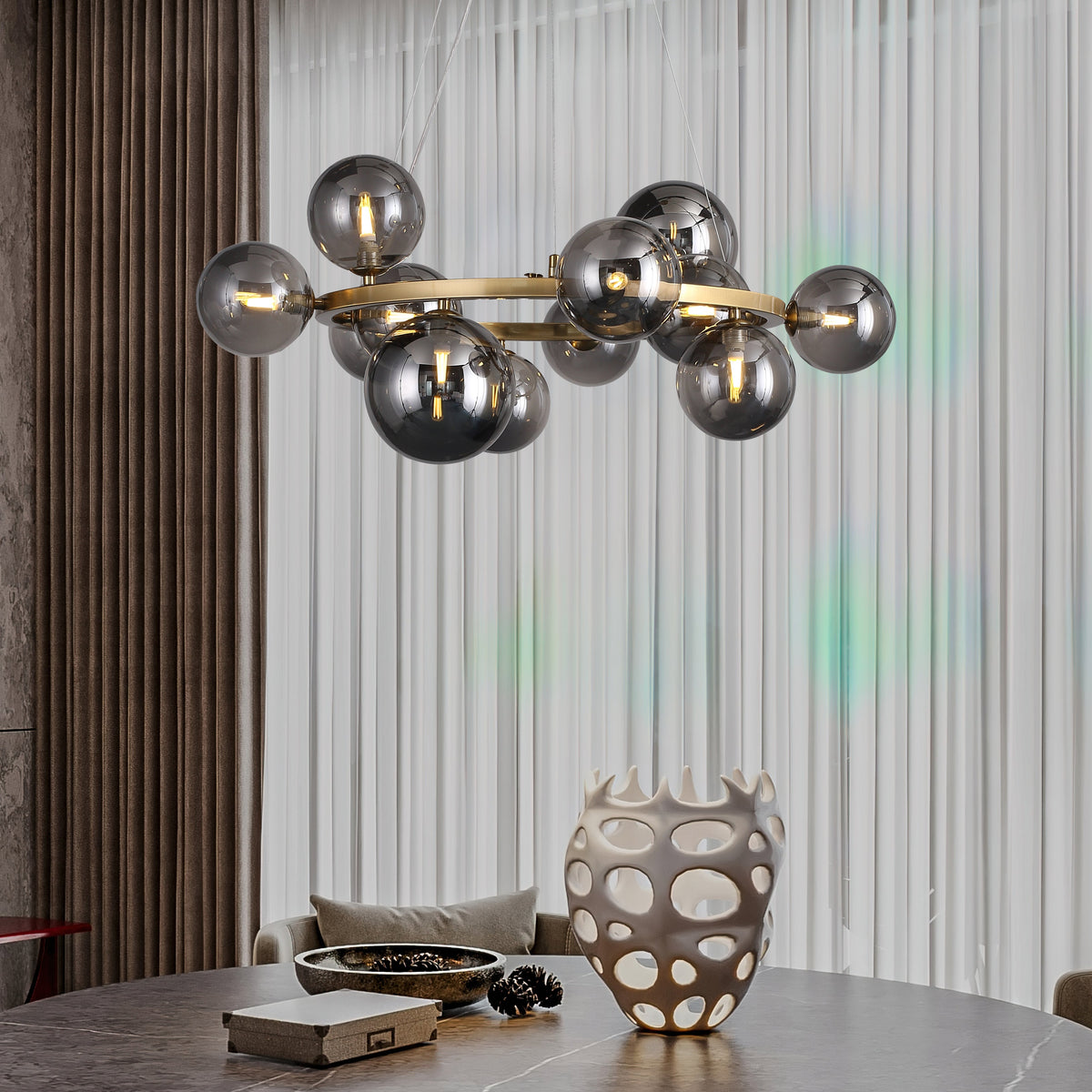 Valencia Ljuskrona Mässing/Smoke