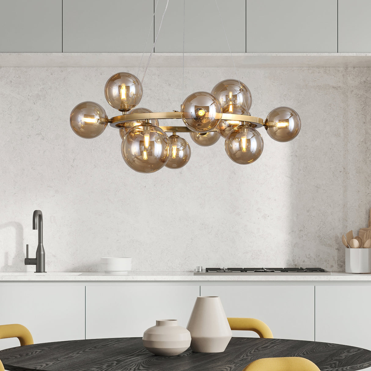 Valencia Ljuskrona Mässing/Amber