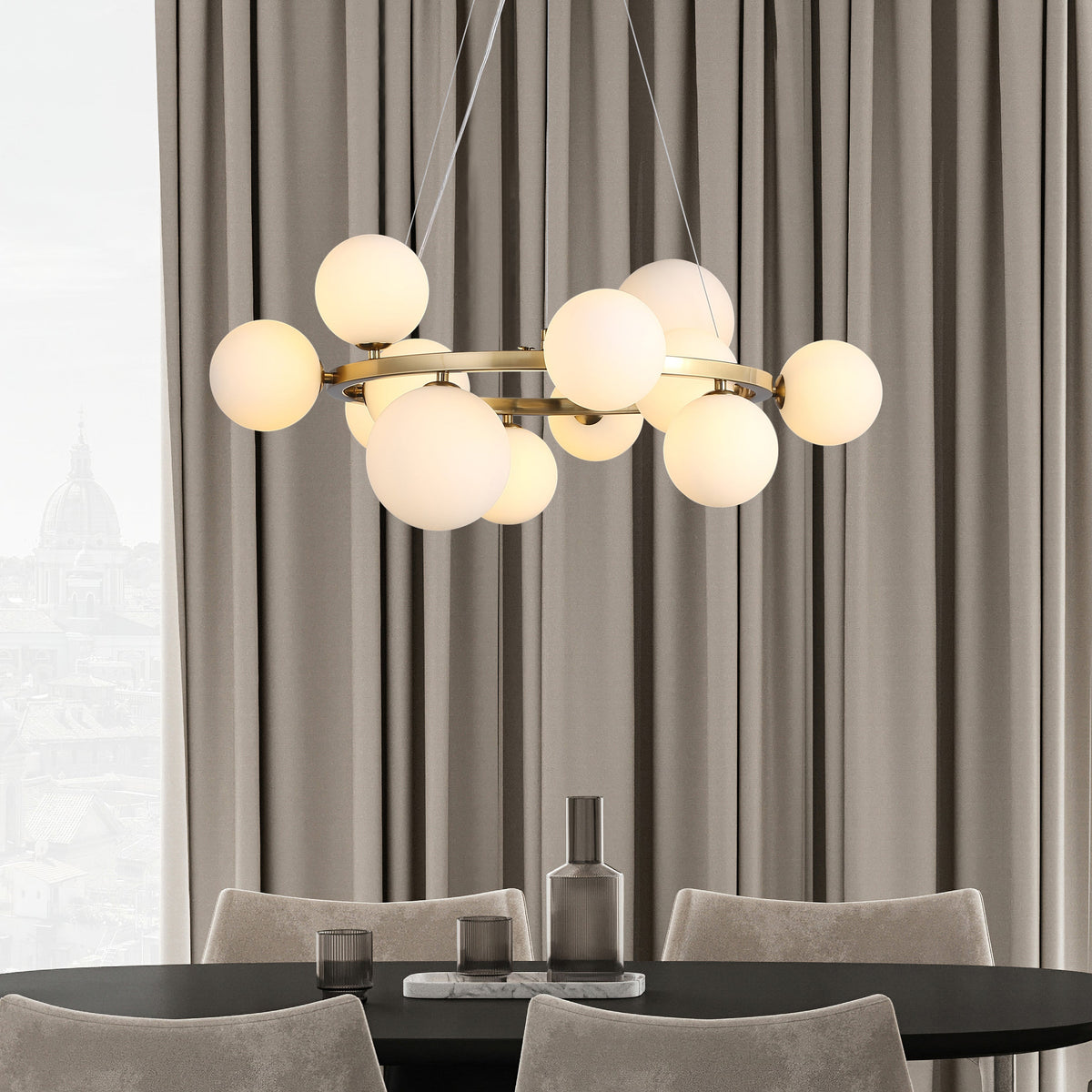 Valencia Ljuskrona Mässing/Opal