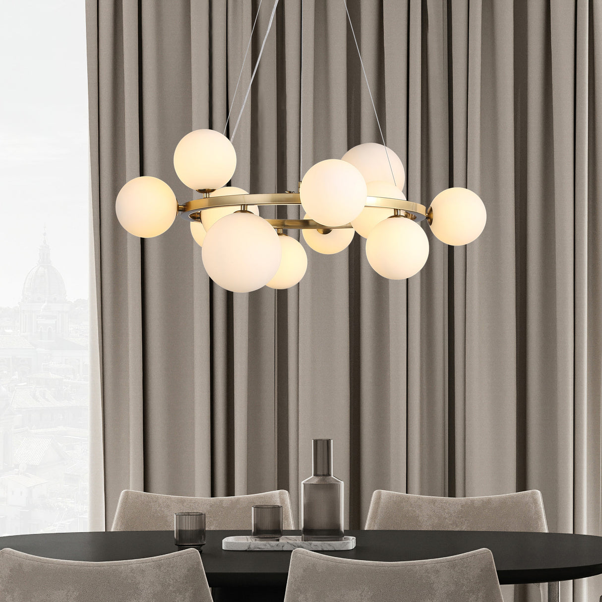 Valencia Ljuskrona Mässing/Opal