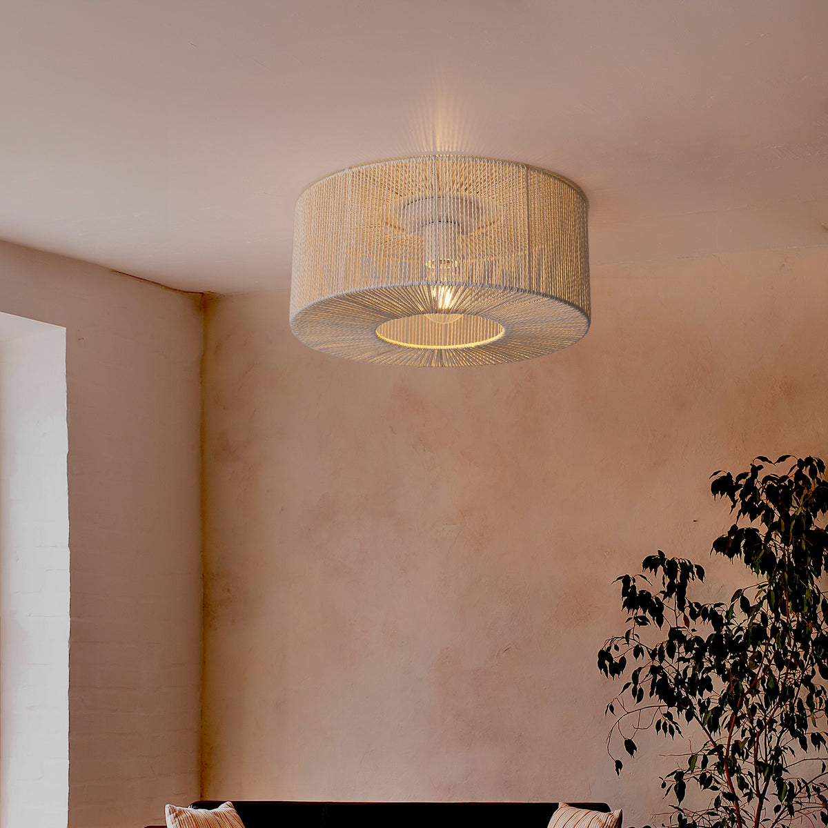Braided Taklampa Ø60 Raw White