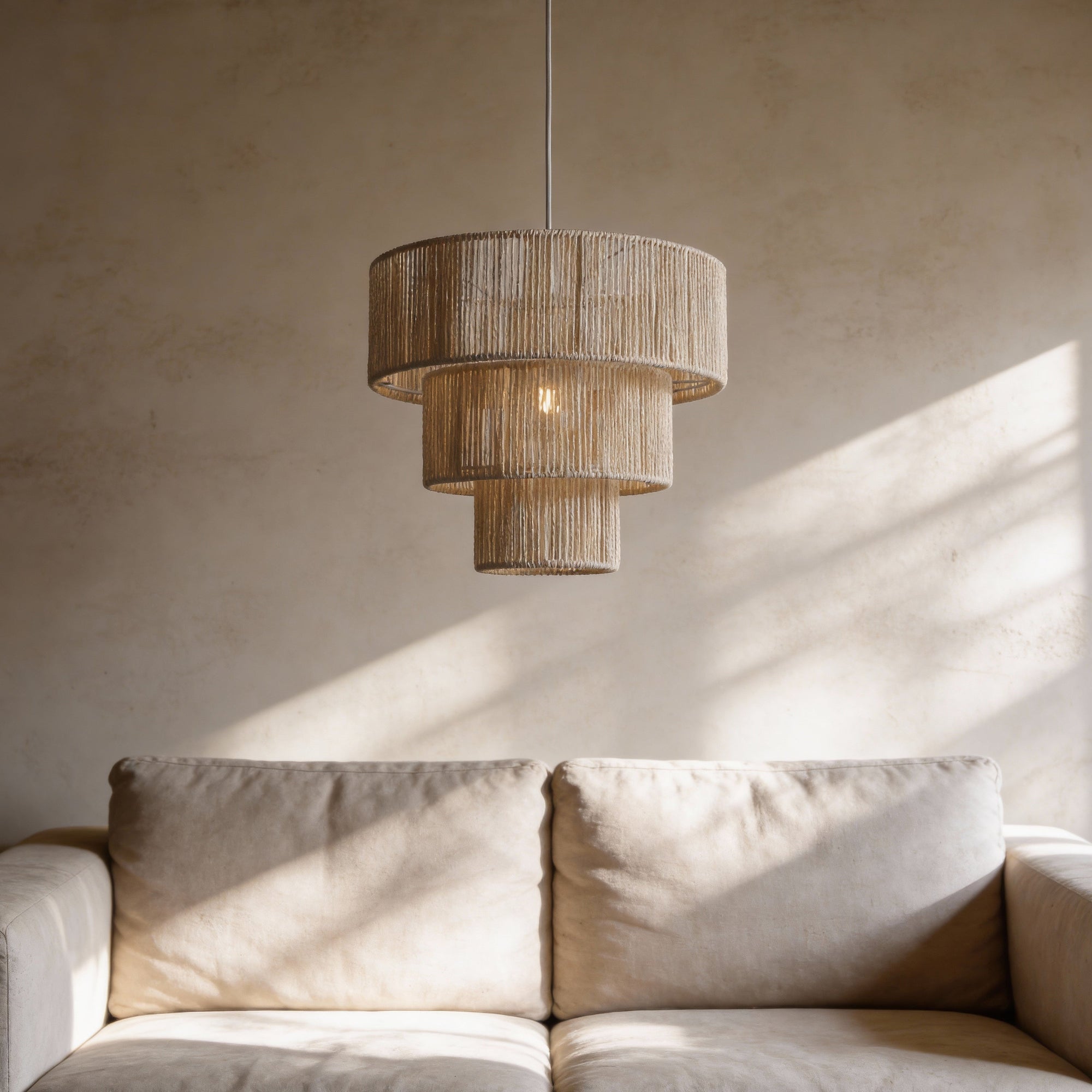 Ronda Braided Taklampa Ø40 Raw White