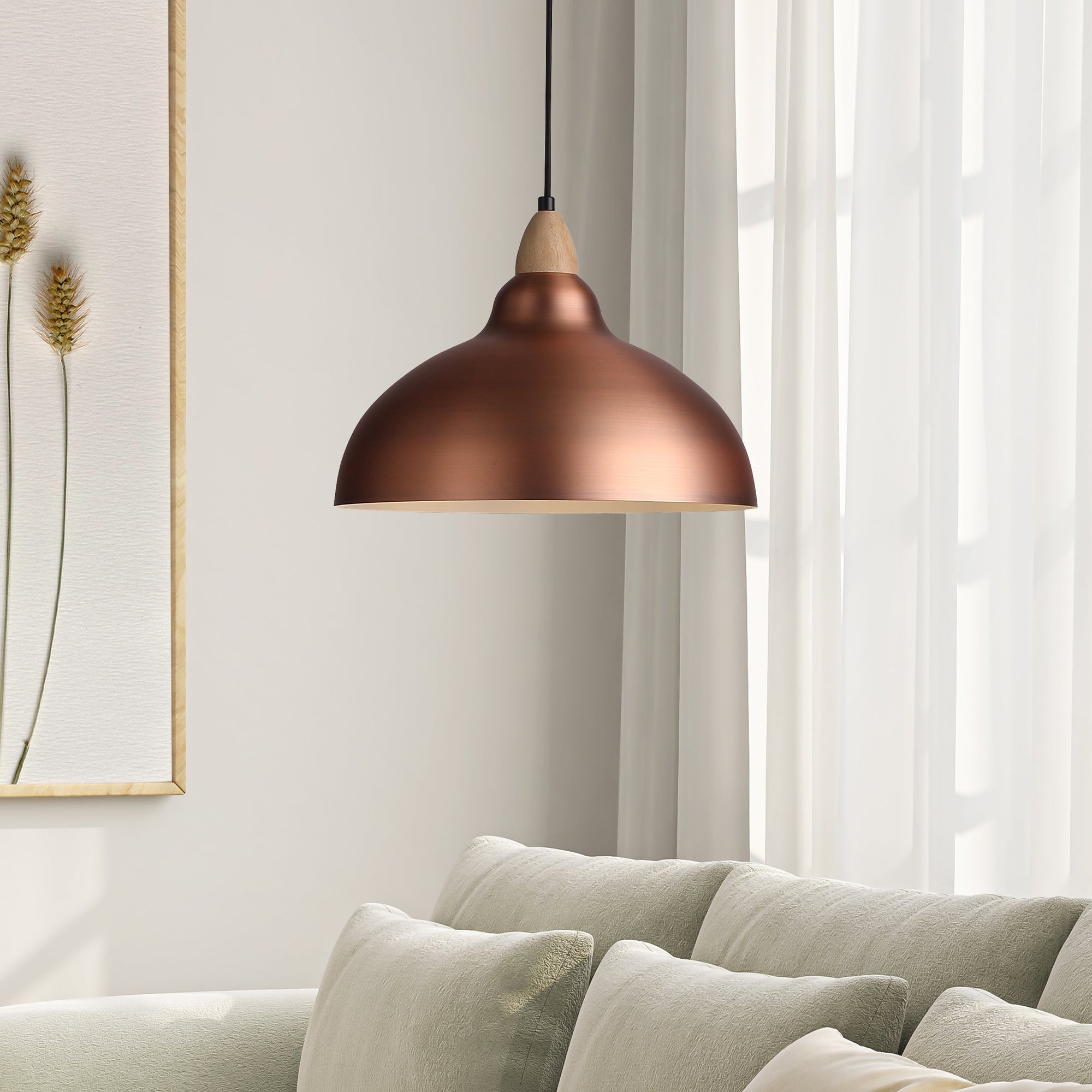 Oak Taklampa Ø35 Borstad Koppar-Lampconcept.se