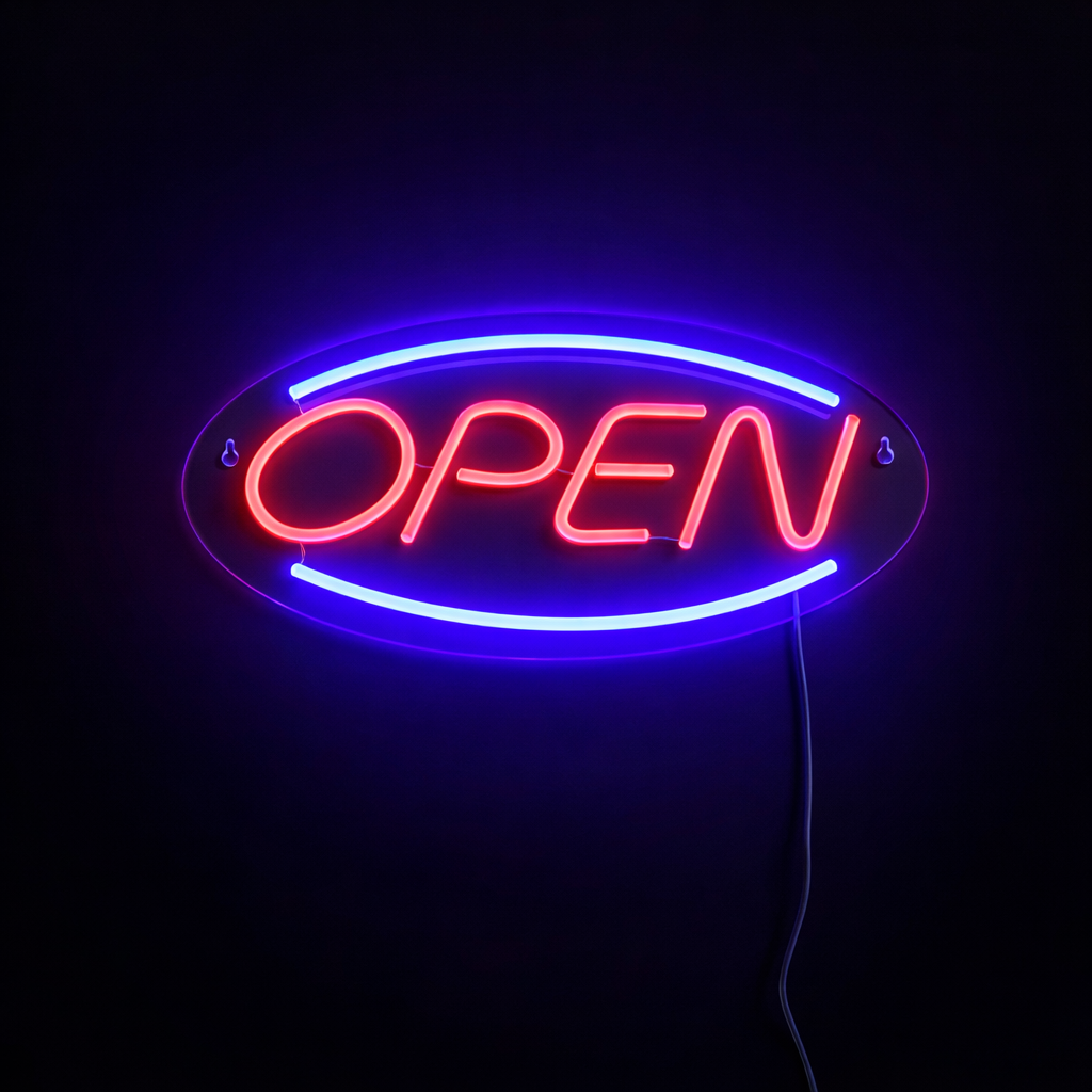 Open Neon Vägglampa Blå/Röd